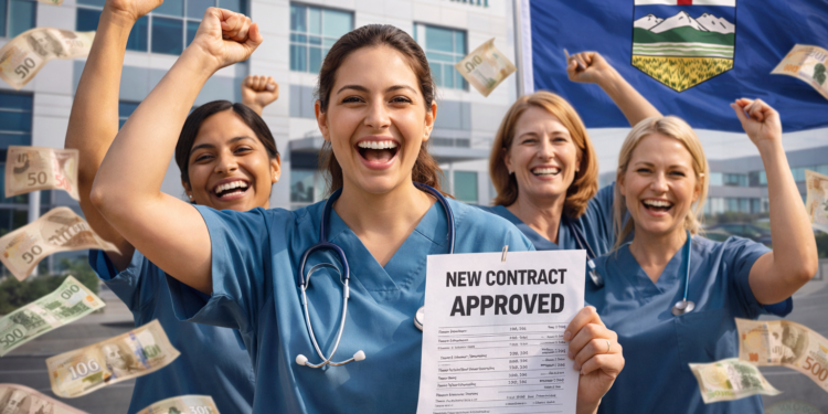 ആൽബർട്ടയിൽ നഴ്സുമാരുടെ ശമ്പളം വർധിക്കും; കവനന്റ് ഹെൽത്തുമായുള്ള പുതിയ കരാറിന് അംഗീകാരം 1 ആൽബർട്ടയിൽ നഴ്സുമാരുടെ ശമ്പളം വർധിക്കും; കവനന്റ് ഹെൽത്തുമായുള്ള പുതിയ കരാറിന് അംഗീകാരം