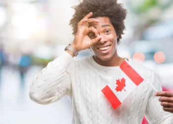 man with canada flag