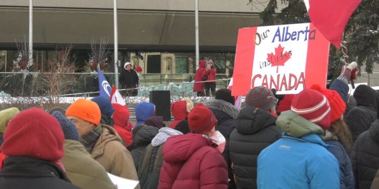 കാനഡയിൽ തുടരാൻ ആൽബർട്ട; വിഘടനവാദത്തിനെതിരെ കൊടുംതണുപ്പിലും ജനകീയ പ്രതിഷേധം