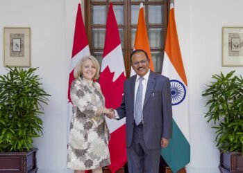 National Security Advisor Ajit Doval with his Canadian counterpart Nathalie Drouin