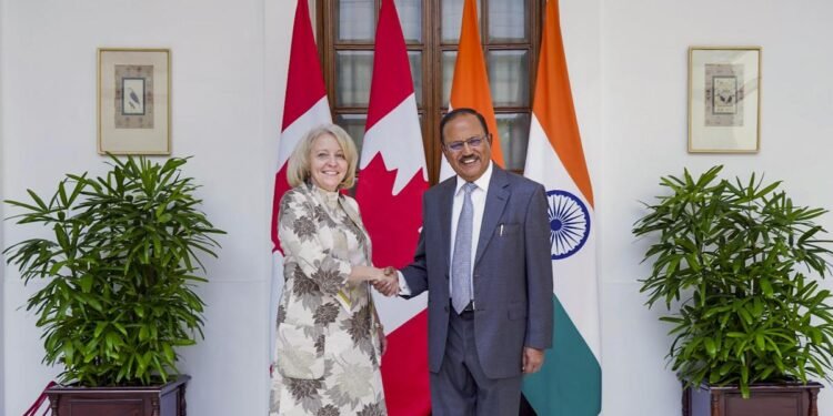 National Security Advisor Ajit Doval with his Canadian counterpart Nathalie Drouin