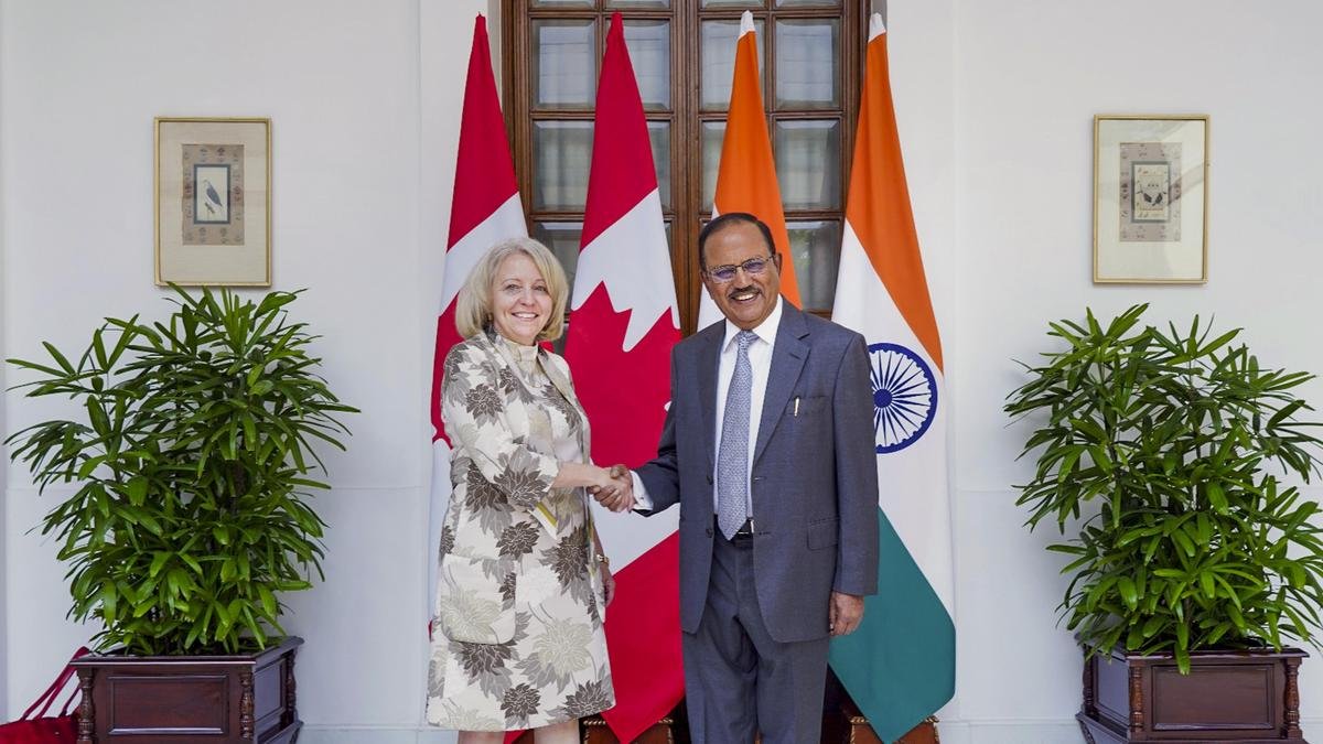 National Security Advisor Ajit Doval with his Canadian counterpart Nathalie Drouin