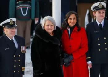 Governor General Mary Simon (second to the left) was part of the delegation travelling to Nuuk. She is Canada's Crown representative