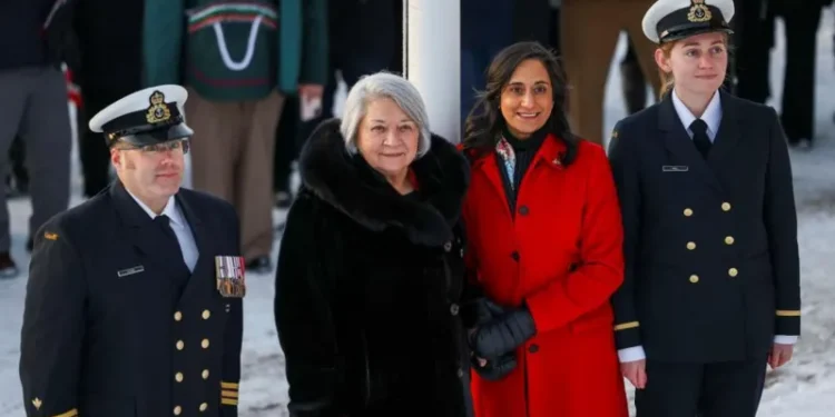 Governor General Mary Simon (second to the left) was part of the delegation travelling to Nuuk. She is Canada's Crown representative
