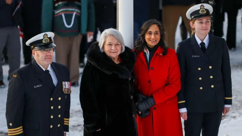 Governor General Mary Simon (second to the left) was part of the delegation travelling to Nuuk. She is Canada's Crown representative
