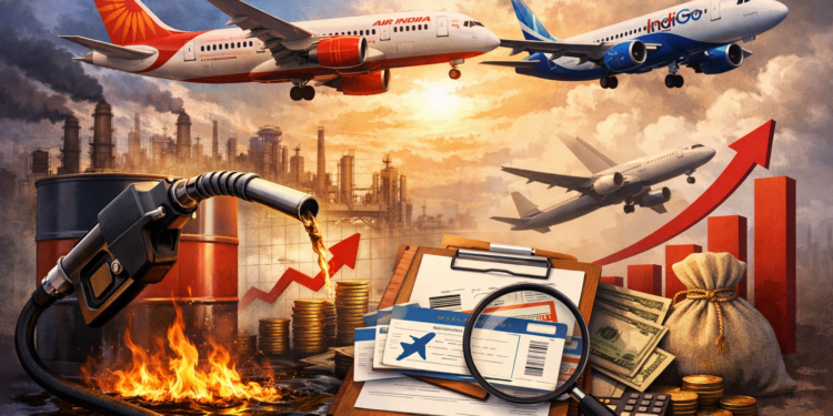 ഇന്ധനവില കുതിക്കുന്നു; നികുതി ഇളവ് ആവശ്യപ്പെട്ട് എയർ ഇന്ത്യയും ഇൻഡിഗോയും, ടിക്കറ്റ് നിരക്കിലും വർധനവ് 1 ഇന്ധനവില കുതിക്കുന്നു; നികുതി ഇളവ് ആവശ്യപ്പെട്ട് എയർ ഇന്ത്യയും ഇൻഡിഗോയും, ടിക്കറ്റ് നിരക്കിലും വർധനവ്