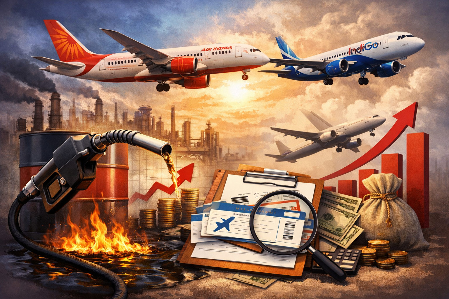 ഇന്ധനവില കുതിക്കുന്നു; നികുതി ഇളവ് ആവശ്യപ്പെട്ട് എയർ ഇന്ത്യയും ഇൻഡിഗോയും, ടിക്കറ്റ് നിരക്കിലും വർധനവ്