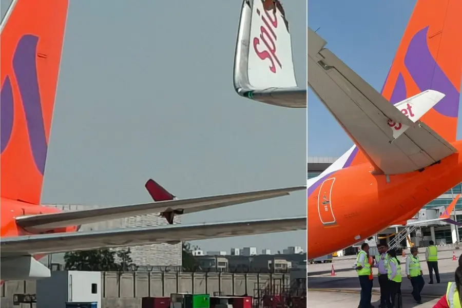 ഡൽഹിയിൽ വിമാനങ്ങൾ തമ്മിൽ കൂട്ടിമുട്ടി: വിമാനത്തിന്റെ ചിറക് ഒടിഞ്ഞ് ‌ഉള്ളിലേക്ക് കയറി; അപകടം നടന്നത് ഇങ്ങനെ