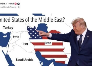 "United States of the Middle East"; Trump's social media post with US flag on map of Iran