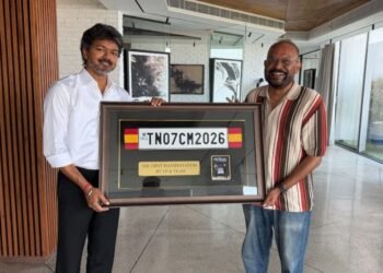 Prediction made two years ago; Director Venkat Prabhu presents the winner with a number plate 'CM 2026'