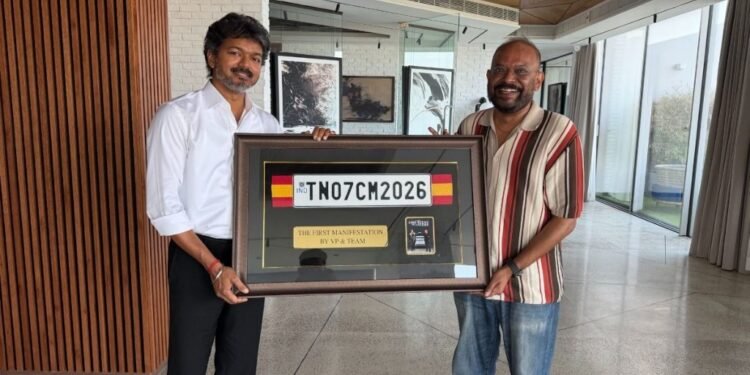 Prediction made two years ago; Director Venkat Prabhu presents the winner with a number plate 'CM 2026'