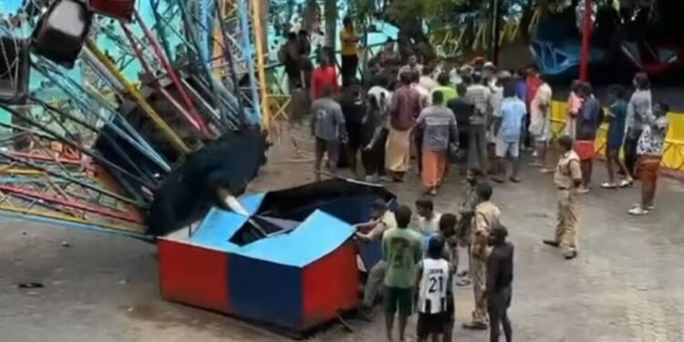 ഹാപ്പിലാൻഡ് അമ്യൂസ്മെന്റ് പാർക്കിൽ ജയന്റ് വീൽ തകർന്നു വീണു; കുട്ടികളടക്കം 5 പേർക്ക് പരിക്ക് 1 Giant wheel collapses at Happyland