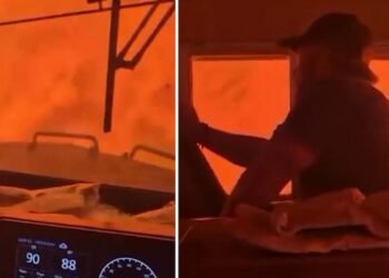 Train trapped in Ontario wildfire; crew narrowly escapes.