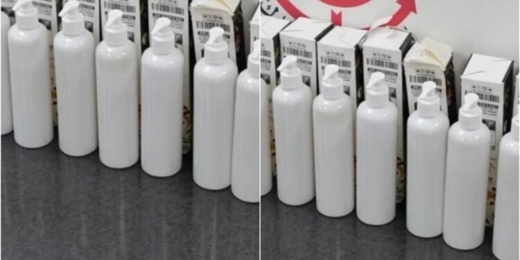 Attempt to smuggle drugs from the UK in a shampoo bottle; Kuwait Customs foils the plot.
