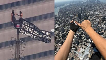 Bypassing security to reach a height of 1,454 feet; a Russian couple's romantic proposal atop the Empire State Building.