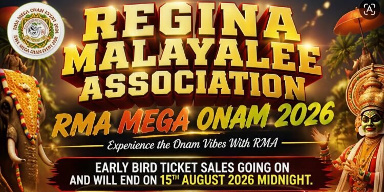 Regina Onam 2026: മെഗാ തിരുവാതിരയും പഞ്ചാരിമേളവും ബമ്പർ ലോട്ടറിയും! റെജൈന മലയാളി അസോസിയേഷൻ ഓണാഘോഷ പരിപാടി ഓഗസ്റ്റ് 22-ന്