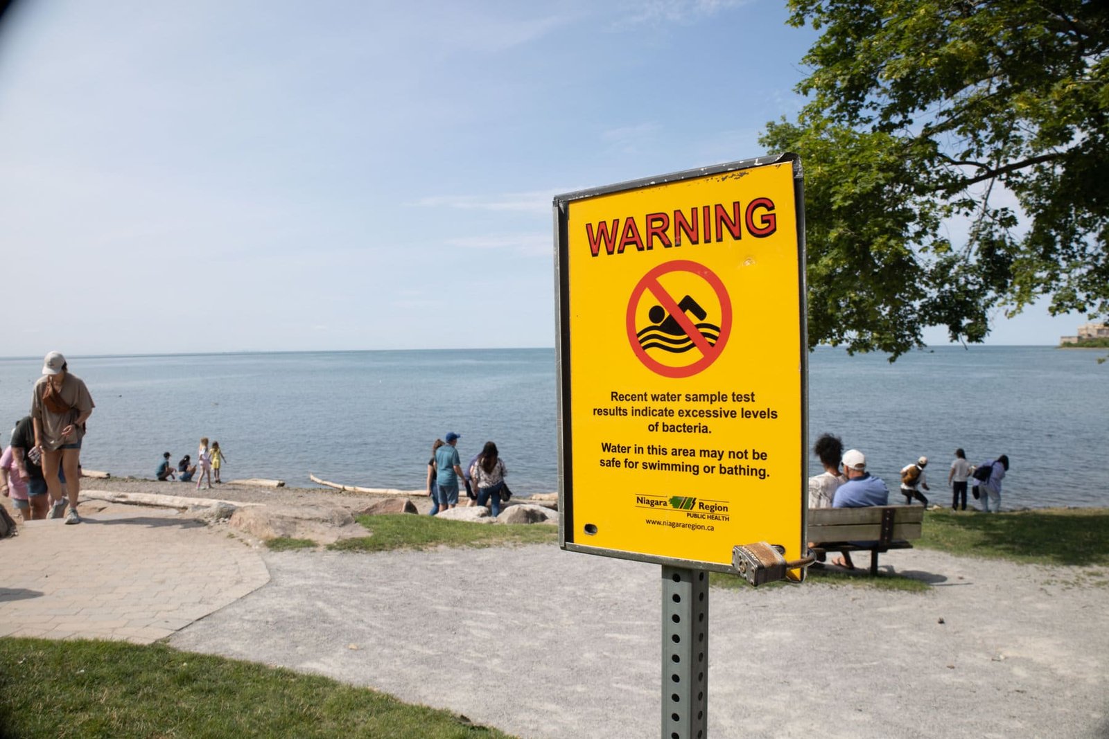 Health officials have banned swimming