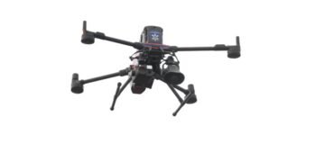 Medical drone delivering emergency equipment in Ontario Canada