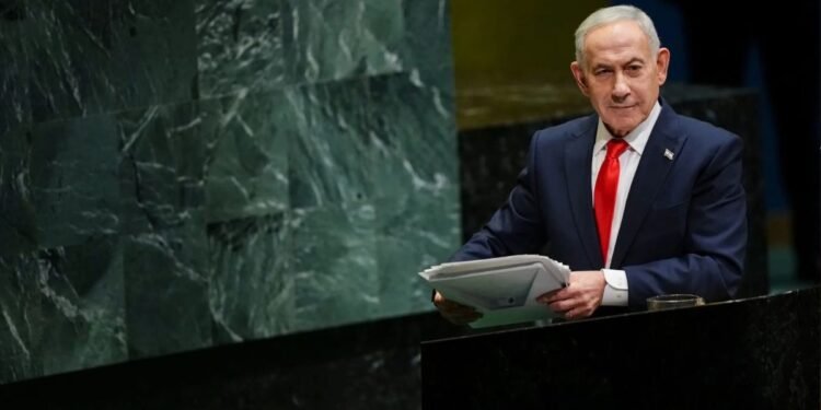 Benjamin Netanyahu speaks at UN as delegates walk out
