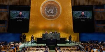 UN General Assembly summit with global leaders and diplomats