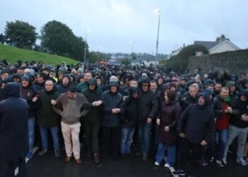 Protesters block Orange Order parade in Portadown Northern Ireland