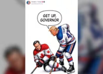 Trump mocks Mark Carney in hockey cartoon