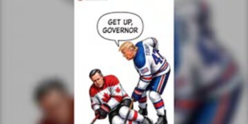 Trump mocks Mark Carney in hockey cartoon