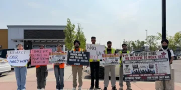 International students protesting