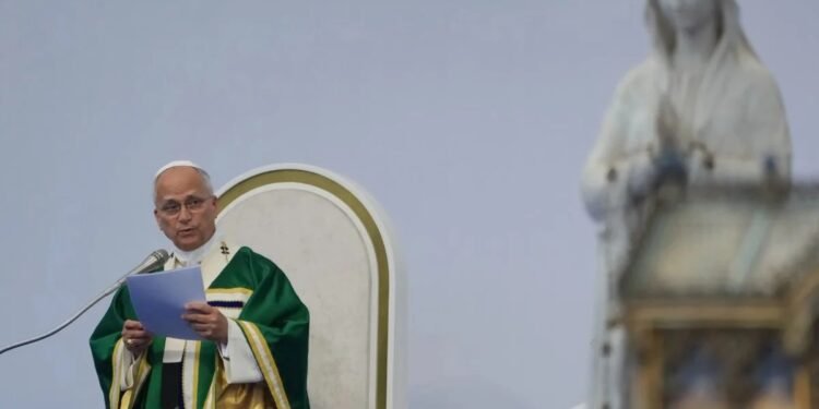 Pope Leo speaking at a Vatican event