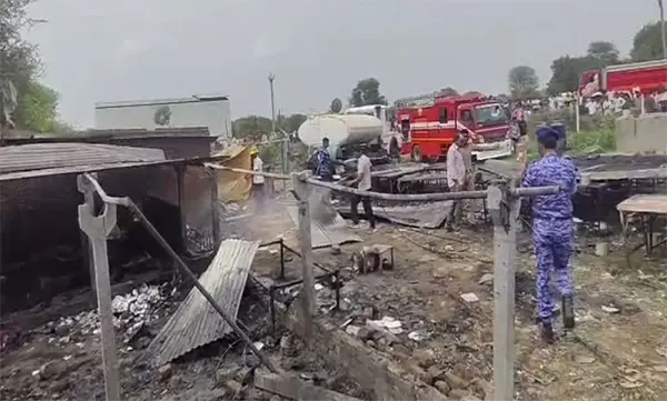 Gujarat building collapse rescue operation in Gandhinagar