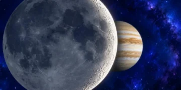 Jupiter behind Moon