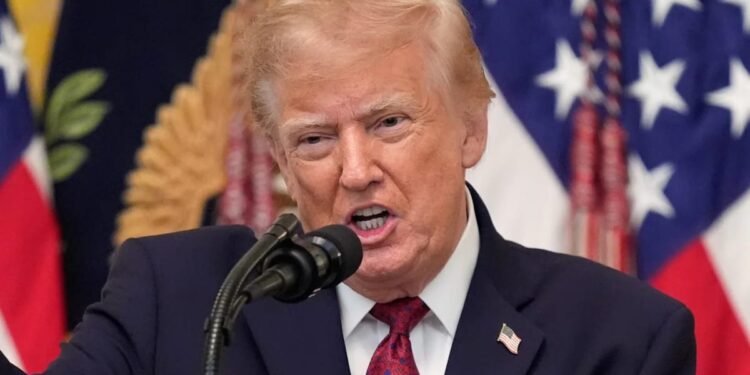 Donald Trump speaks at a White House event